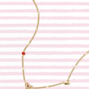 Ketting met hartjesmotief en stenen